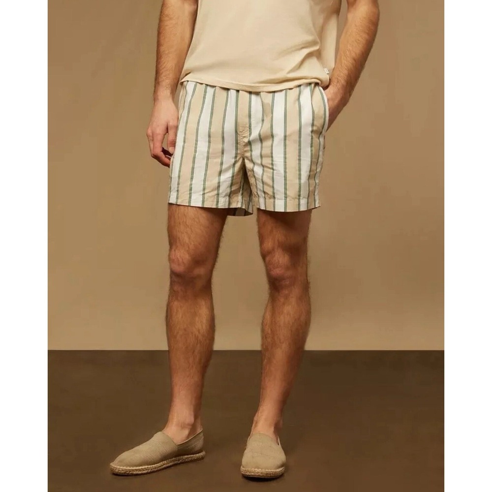 Onia Men's Small Multicolor Striped Poplin Pajama Shorts